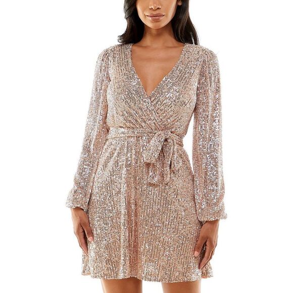 Emerald Sundae Womens Pink Sequined Short Party Mini Dress Juniors Imperfections - Picture 1 of 3
